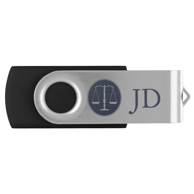 Scales of Justice and Initials USB Flash Drive (Front)