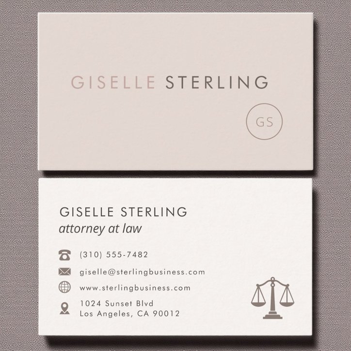 Scales Of Justice Attorney At Law Blush Pink Business Card