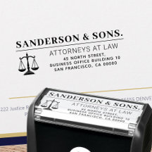 Scales of justice attorney at law return address