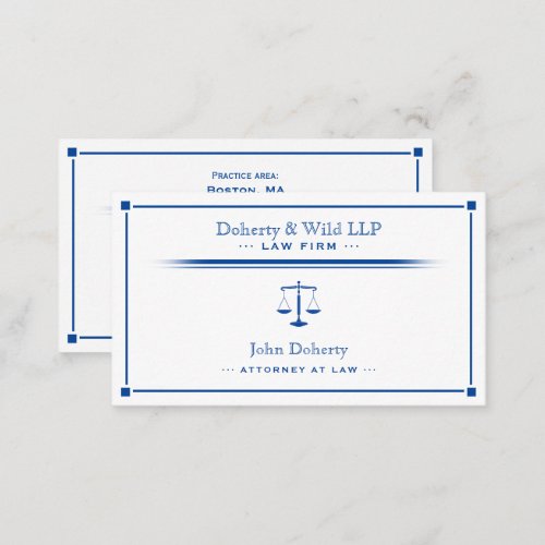 Scales of Justice ATTORNEY  Exclusive Deep Blue Business Card