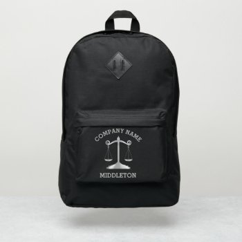 Scales Of Justice - Black And Silver Port Authorit Port Authority® Backpack by DesignsbyDonnaSiggy at Zazzle