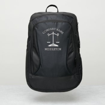 Scales Of Justice - Black And Silver Port Authority® Backpack by DesignsbyDonnaSiggy at Zazzle
