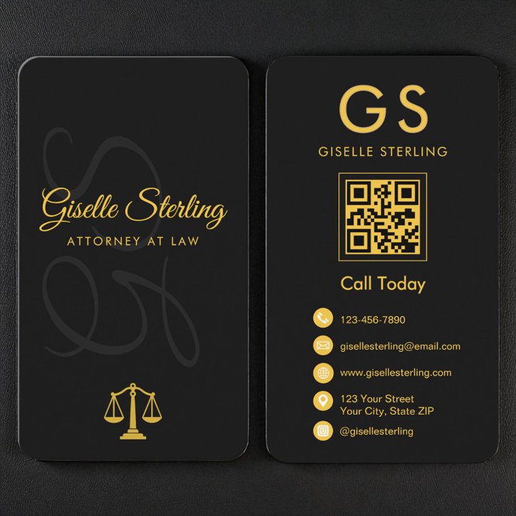 Scales Of Justice Black Gold Attorney At Law Business Card