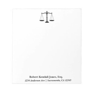 Scales of Justice Black Lawyer Attorney Notepad
