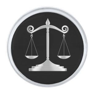 Scales of Justice - Black & Silver   Lawyer Finish Lapel Pin