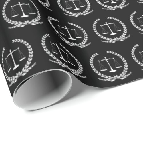 Scales of Justice  Black Wrapping Paper