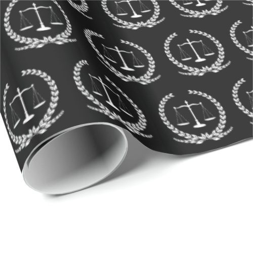 Scales of Justice | Black Wrapping Paper