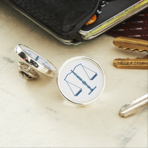 Scales of Justice  Blue Lapel Pin