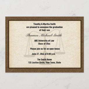 Scales of Justice, Brown, Graduate Annoucement Invitation