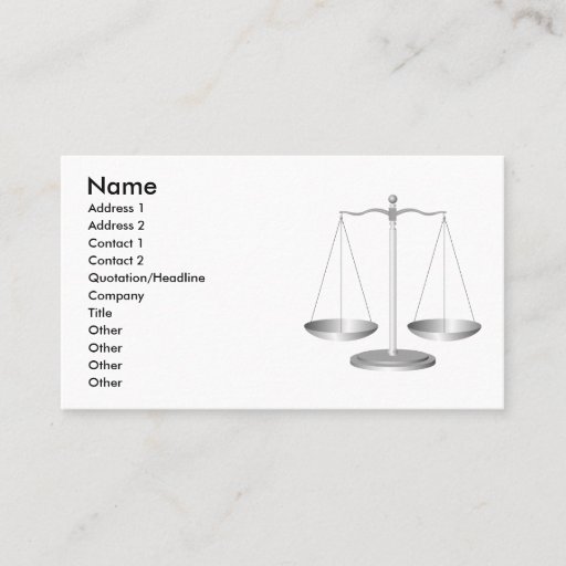 Customizable Scales of Justice Business Card Templates