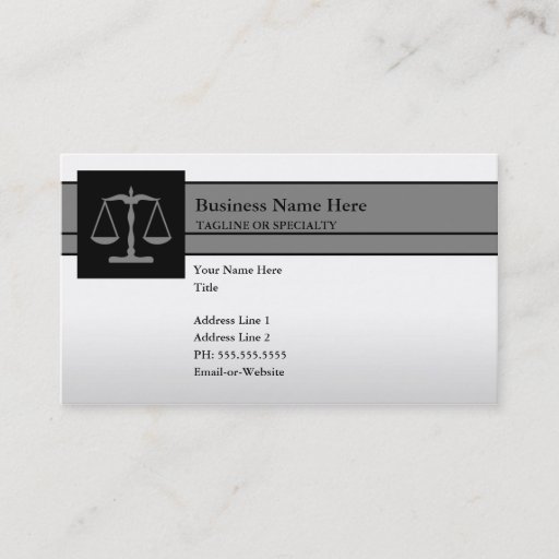 Customizable scales of justice business cards