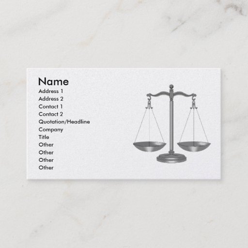 Customizable Scales of Justice Business Card