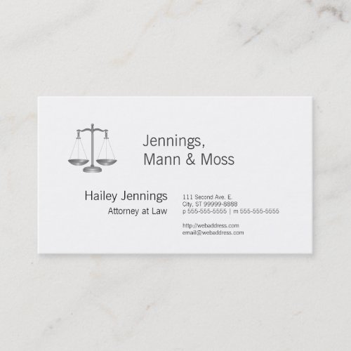 Scales of Justice Business Card Template