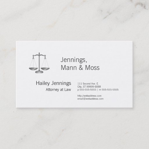 Customizable Scales of Justice Business Card Template