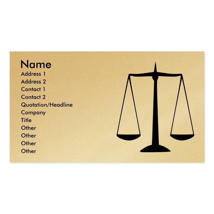 Scales of Justice Business Card Template