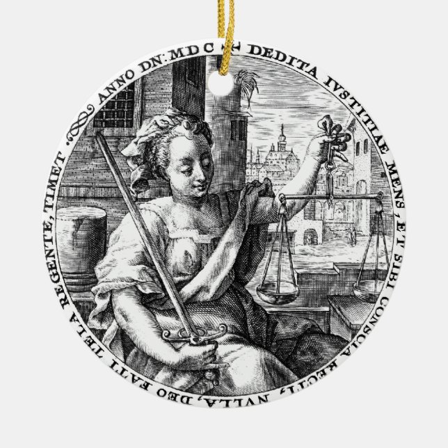 Scales of Justice Ceramic Ornament (Front)