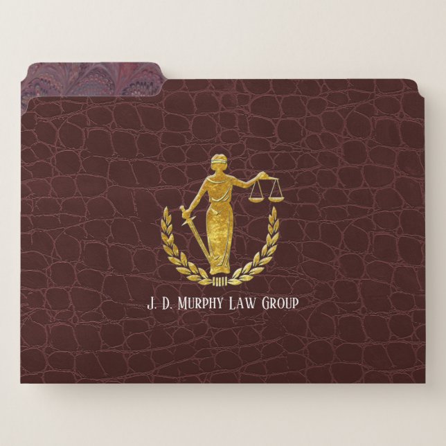 Scales of Justice Classic Leather Pattern File Folder (Front Left)
