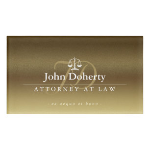 Scales of Justice Elegant Gold Name Tag
