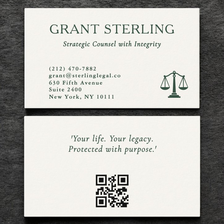 Scales Of Justice Emerald Green Legal QR Code Business Card