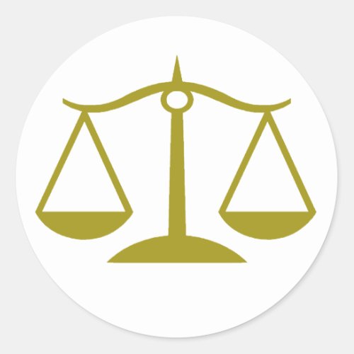 Scales of Justice _ Gold Classic Round Sticker