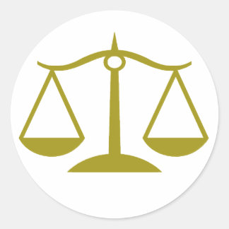 Scales of Justice - Gold Classic Round Sticker
