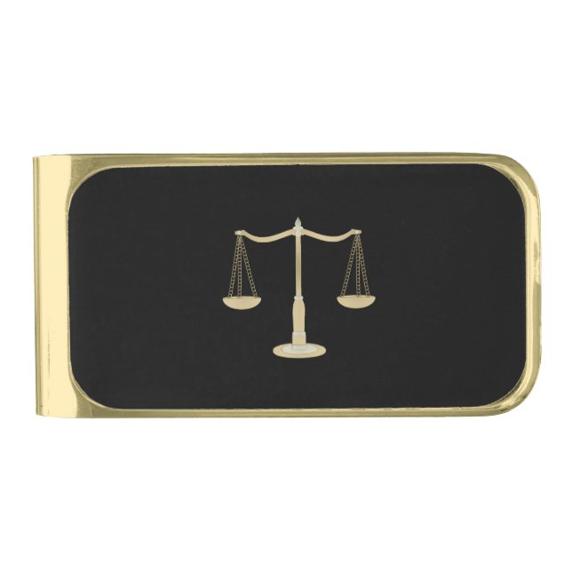 Scales Of Justice Gold Finish Money Clip (Front)