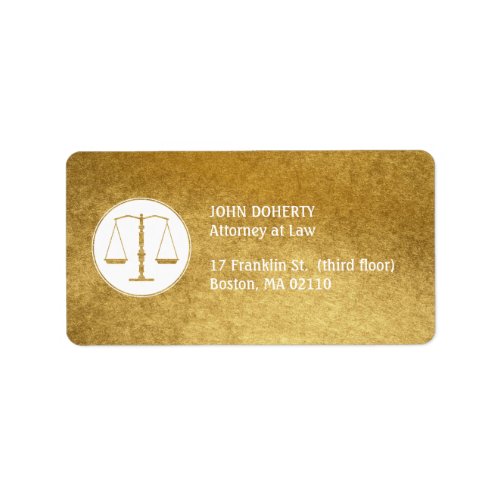 Scales of Justice Gold Law Label