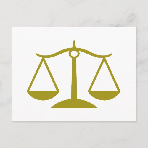 Scales of Justice _ Gold Postcard