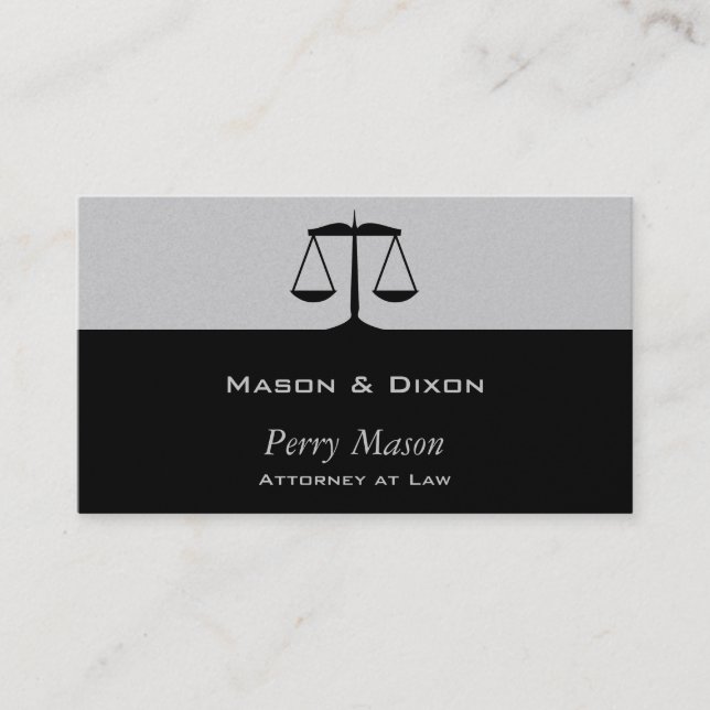 Scales of Justice Gray w/ QR Code Business Card (Front)