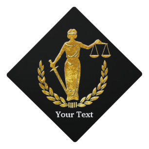 Scales of Justice in Gold Your Text Graduation Cap Topper
