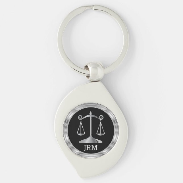 Scales of Justice | Law - Black and Silver Keychain (Front)