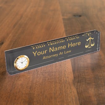 Scales of Justice | Law | Black, Gold Name Plate | Zazzle