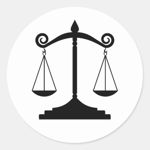 Scales of Justice Law Classic Round Sticker