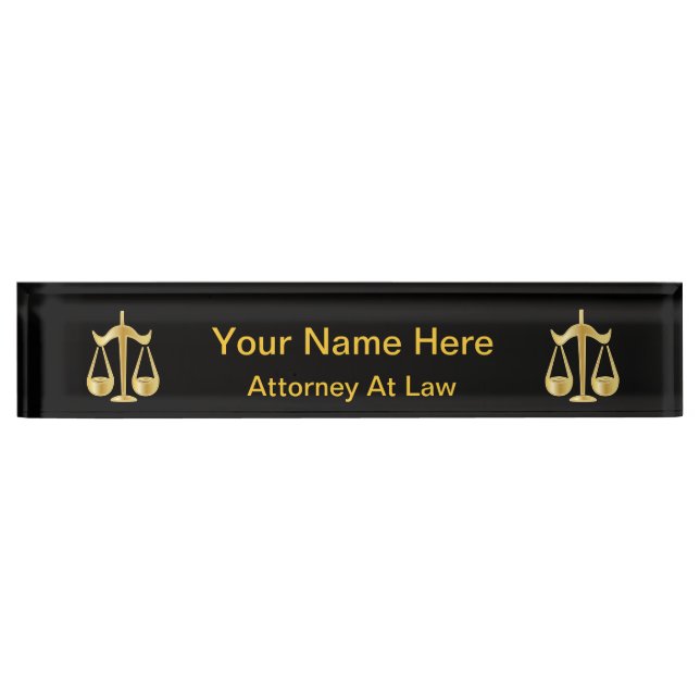 Scales of Justice | Law | DIY Text Desk Name Plate (Front)