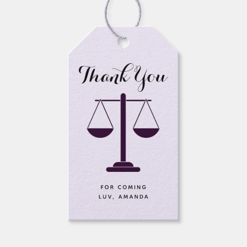 Scales of Justice Law Graduate Party Thank You Gift Tags