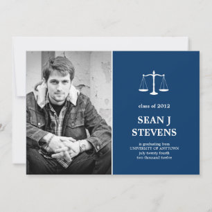 Scales of Justice Law Graduation Photo Invitation