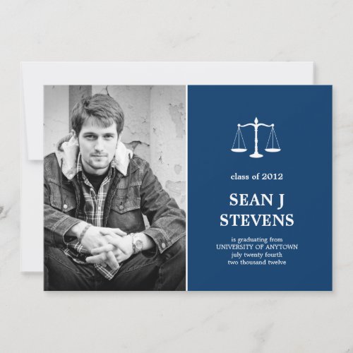 Scales of Justice Law Graduation Photo Invitation