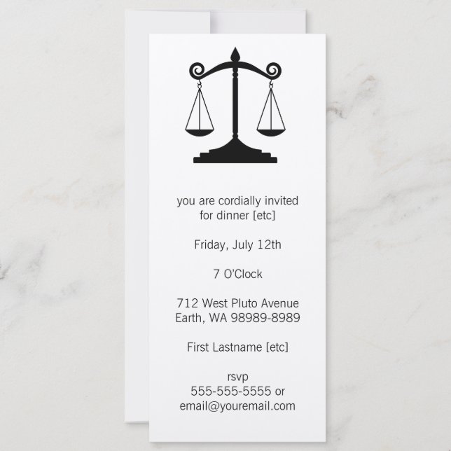 Scales of Justice (Law) Invitation (Front)