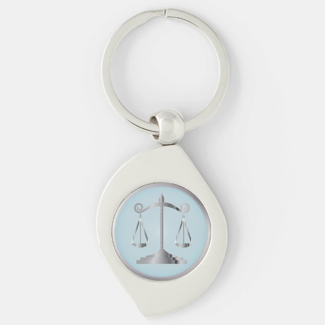 Scales of Justice | Law | Lawyer | Aqua Blue Keychain (Front)