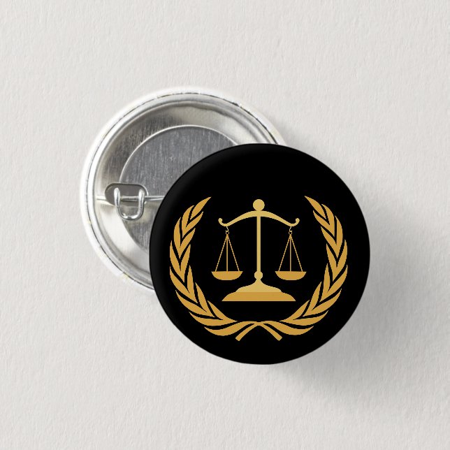 Scales of Justice | Law | Lawyer - Black & Gold Ke Button (Front & Back)