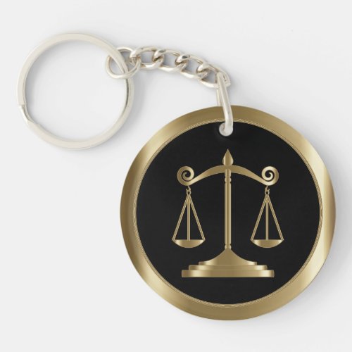 Scales of Justice  Law  Lawyer _ Black  Gold Keychain