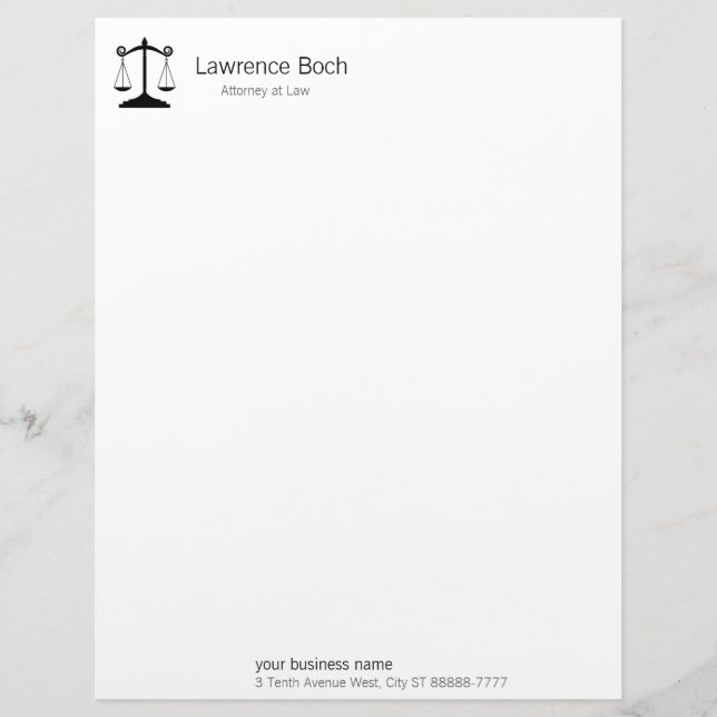 Scales of Justice (Law) Letterhead (Front)