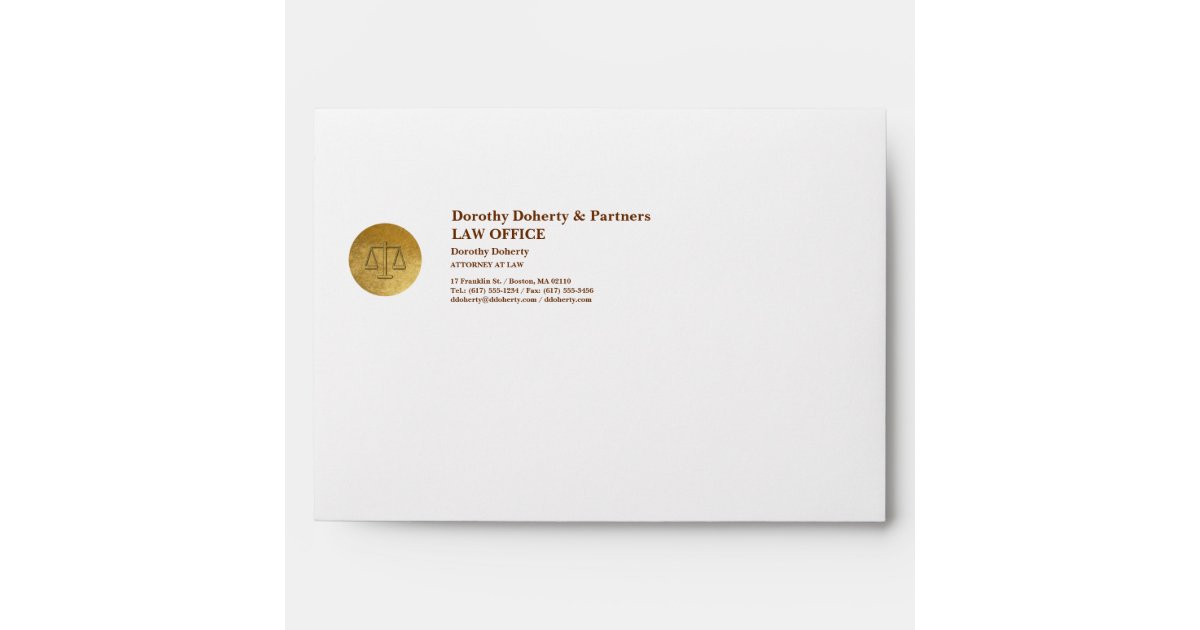 Scales of Justice | LAW OFFICE Envelope | Zazzle