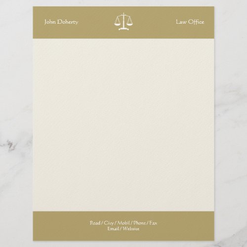 Scales of Justice LAW OFFICE Golden Letterhead