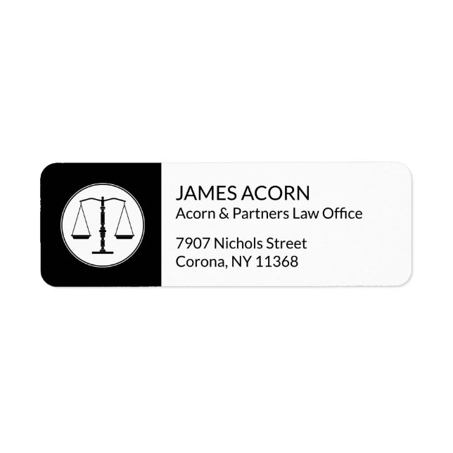 Scales of Justice | Law Office Label (Front)