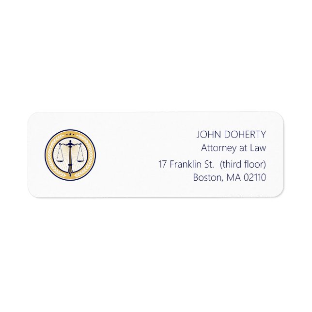 Scales of Justice  |  Law Office Label (Front)