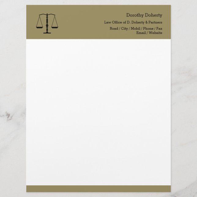 Scales of Justice LAW OFFICE Letterhead (Front)