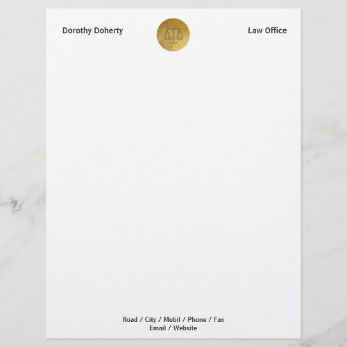 Scales of Justice  LAW OFFICE Letterhead