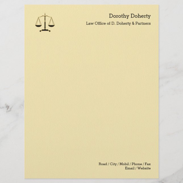 Scales of Justice LAW OFFICE Letterhead (Front)