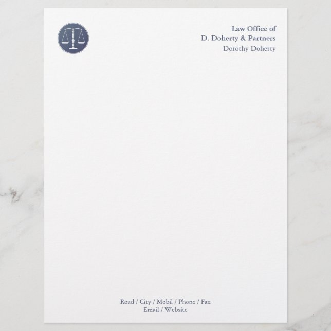 Scales of Justice LAW OFFICE Letterhead (Front)